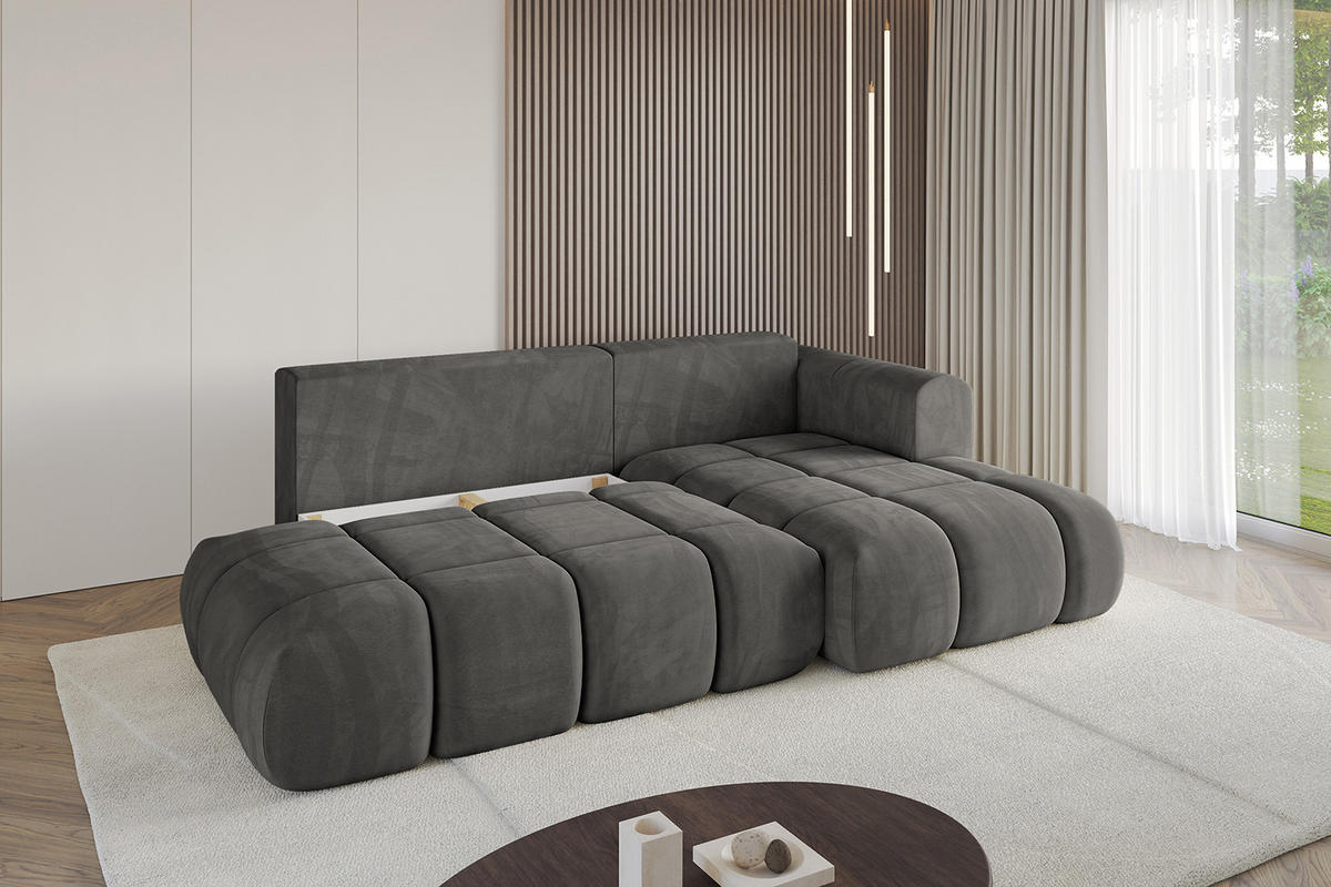 ECKSOFA Ottomane Rechts CLOUD-L-v1 289x180x40 Dunkelgrau Velours - Dunkelgrau, Holzwerkstoff/Kunststoff (289/180cm) - ALTDECOR
