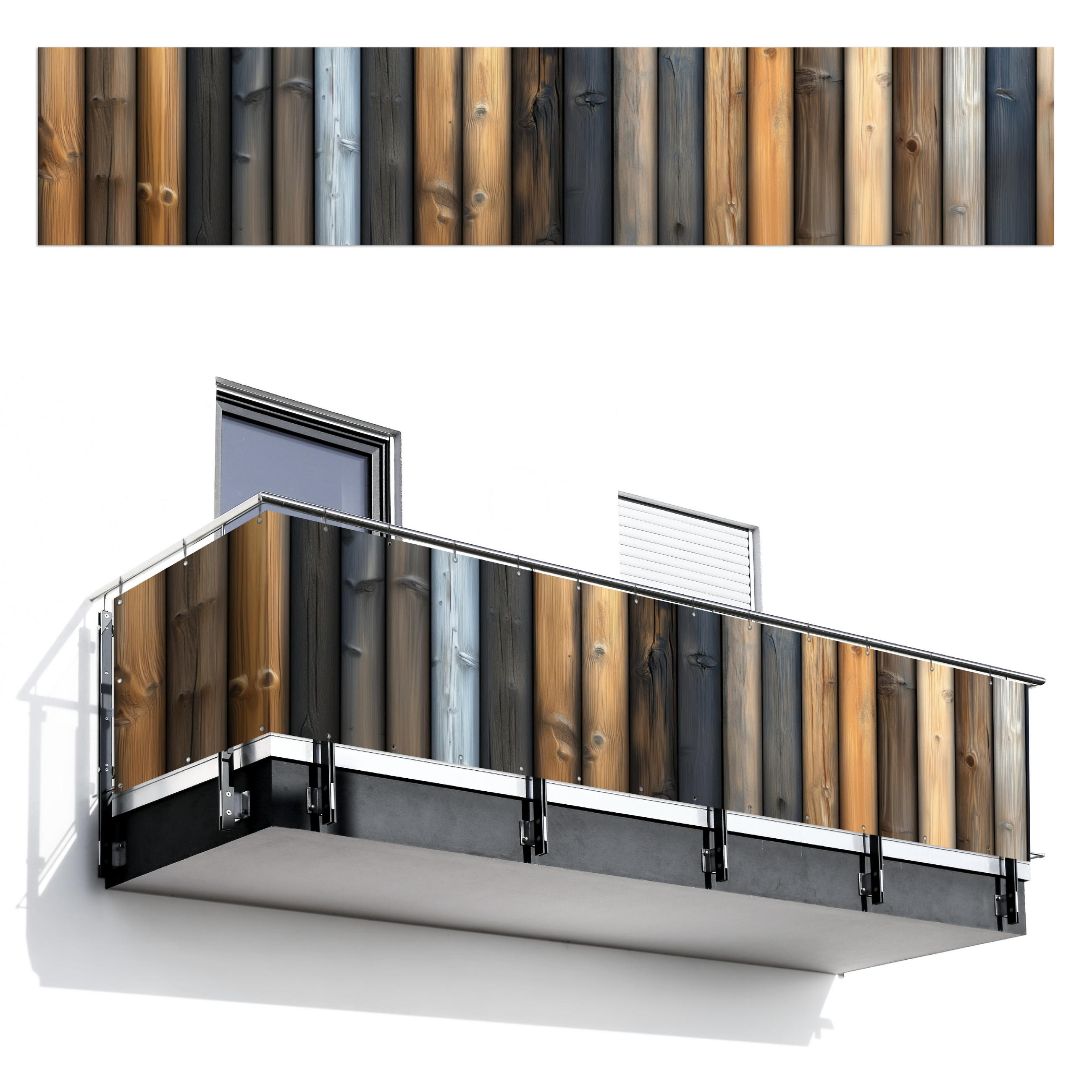 BALKON-SICHTSCHUTZ Holz - Dielen - Gemischt - Teakfarben, Kunststoff (500/95cm) - MuchoWow