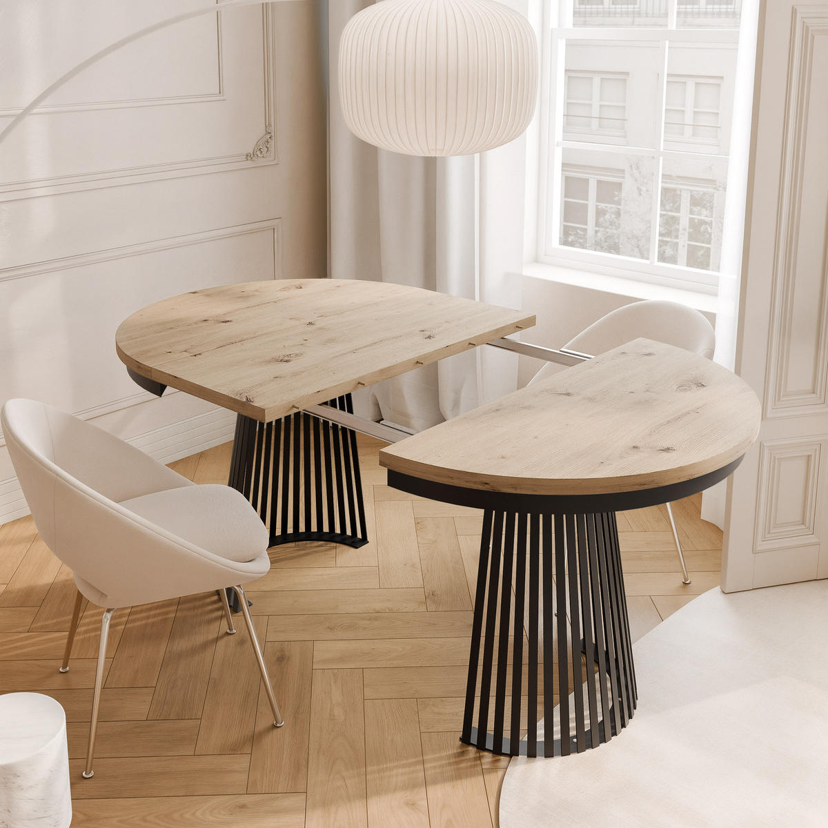 AUSZIEHTISCH AUREA 100-180/75 cm, Schwarz / Artisan-Eiche - Schwarz/Eiche Artisan, Holzwerkstoff/Metall (100/100/75cm) - Idohome