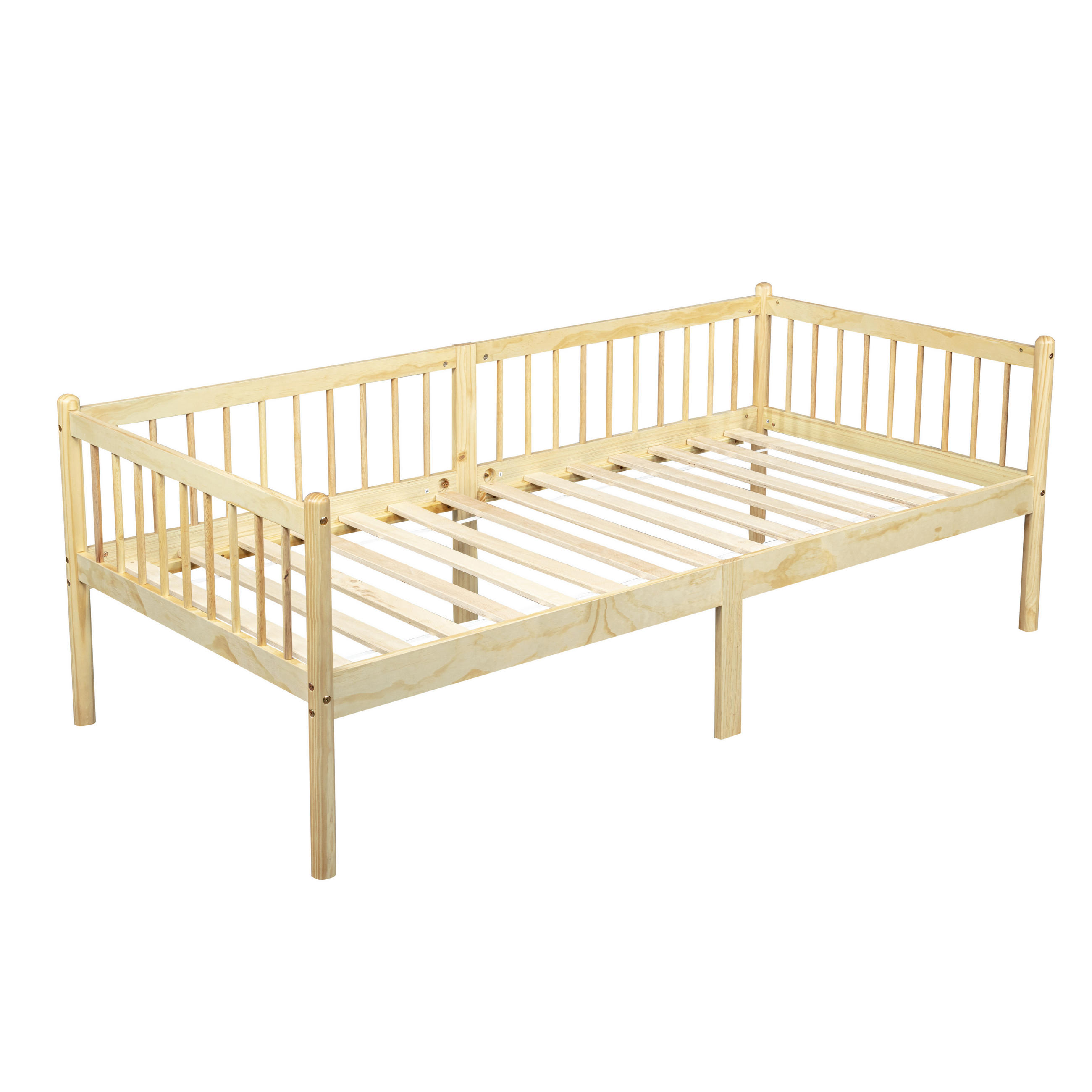 TAGESBETT 90/200 cm DE-32896 mit 3-seitigem Geländer Natur - Naturfarben, Holz (90/200cm) - ComfortXL
