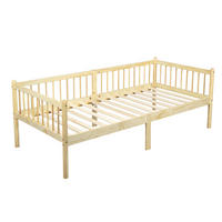 TAGESBETT 90/200 cm DE-32896 mit 3-seitigem Geländer Natur - Naturfarben, Holz (90/200cm) - ComfortXL