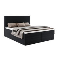 BOXBETT RAVENO mit Bettkasten 160x200 cm inkl. Bonell-Federkernmatratze H3 und Topper – Polsterbett Stoff ASTI Schwarz - Schwarz, Textil (160/200cm) - Luxkor24