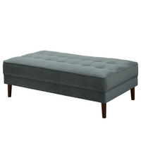 HOCKERBANK - Samt - Anthrazit, Birkenholz/Textil (124/43/69cm) - home24