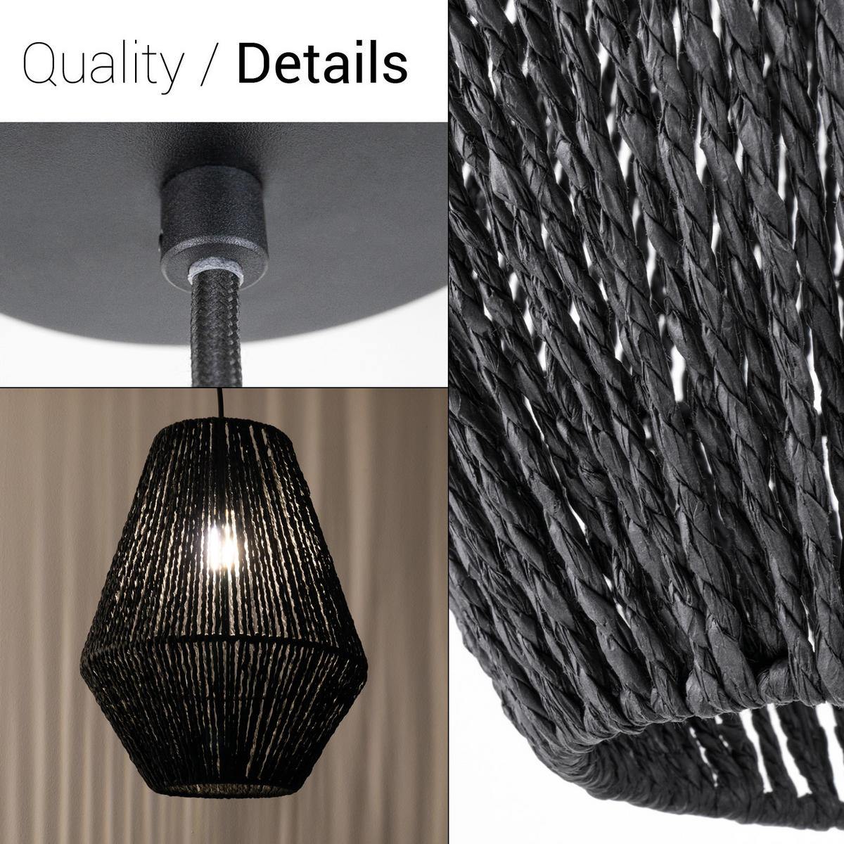 PENDELLEUCHTE Hugo Pd1 Pablo - Schwarz, Metall (30/30/37cm) - Paco Home