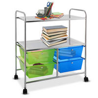 STORAGE TROLLEY Blau - Blau, Kunststoff (74.5/23/43cm) - COSTWAY