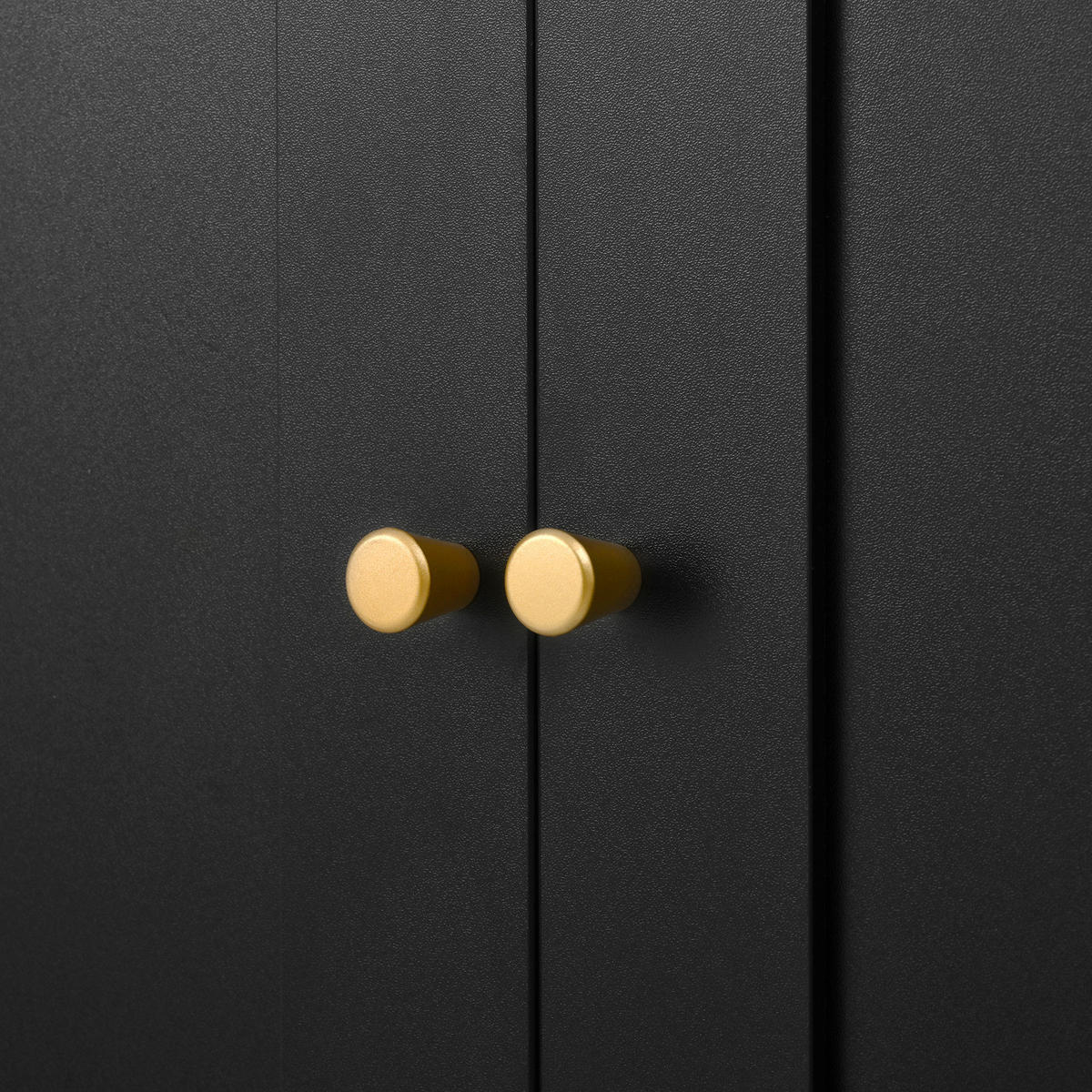 HOCHSCHRANK 120x40x184 cmSchwarz mit Fluted Glas & Ladestation - Schwarz, Holzwerkstoff (120/184/40cm) - Modfu