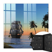 SCHLÜSSELBOX Schwarz 30x30 cm- Türöffnung nach rechts - Seesegelschiff - Blau, Metall (30/30/5cm) - TULUP