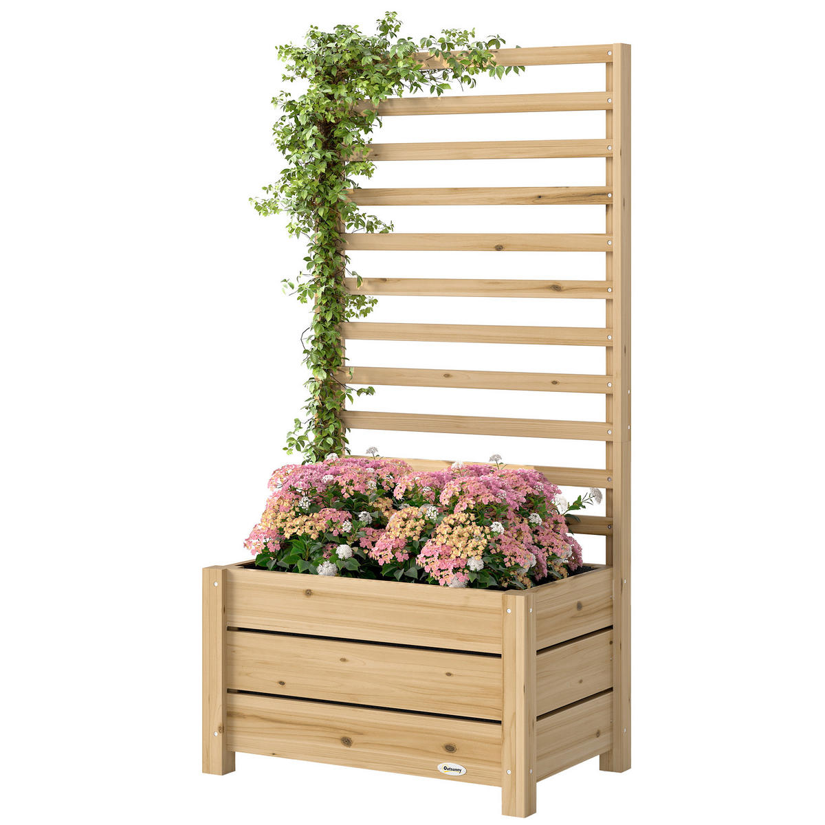 HOCHBEET DE-05416 Mit Rankgitter, Holz Natur - Naturfarben, Holz (60/120/39cm) - ComfortXL