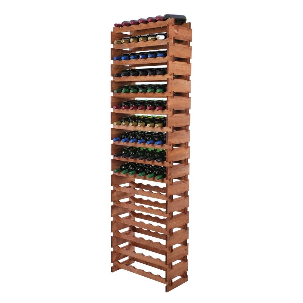 WEINREGAL VINOTECA FLEX PRO HxBxT 219x65x28cm 96 Flaschen auf 16 Ebenen Braun geölt - Braun, Holz (65/219/28cm) - PROREGAL
