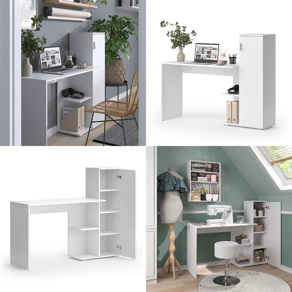 POČÍTAČOVÝ STŮL Ritz Bílá - bílá, kompozitní dřevo (45.2/141.2/113.2cm) - Vicco