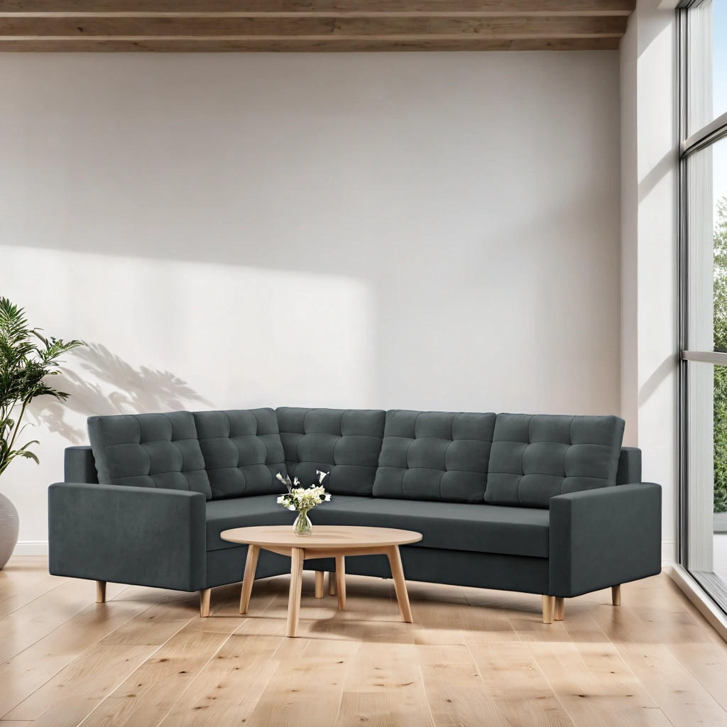 Thumbnail - Simkam Furniture Ecksofa, Dunkelgrau, Textil, L-Form, 223x172 cm, Wohnzimmer, Sofas & Couches, Wohnlandschaften, Ecksofa...