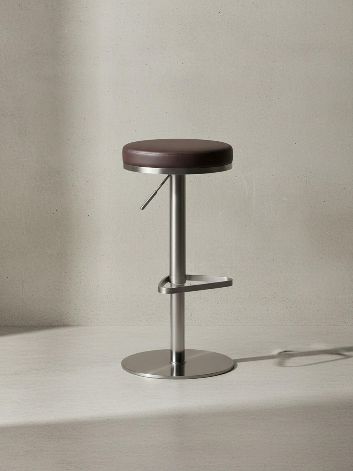 BARHOCKER Höhenverstellbar Gepolstert Triangel-Fußablage ELBE, Braun 38x38x82 cm - Silberfarben/Braun, Kunststoff/Textil (38/82/38cm) - KADIMA DESIGN