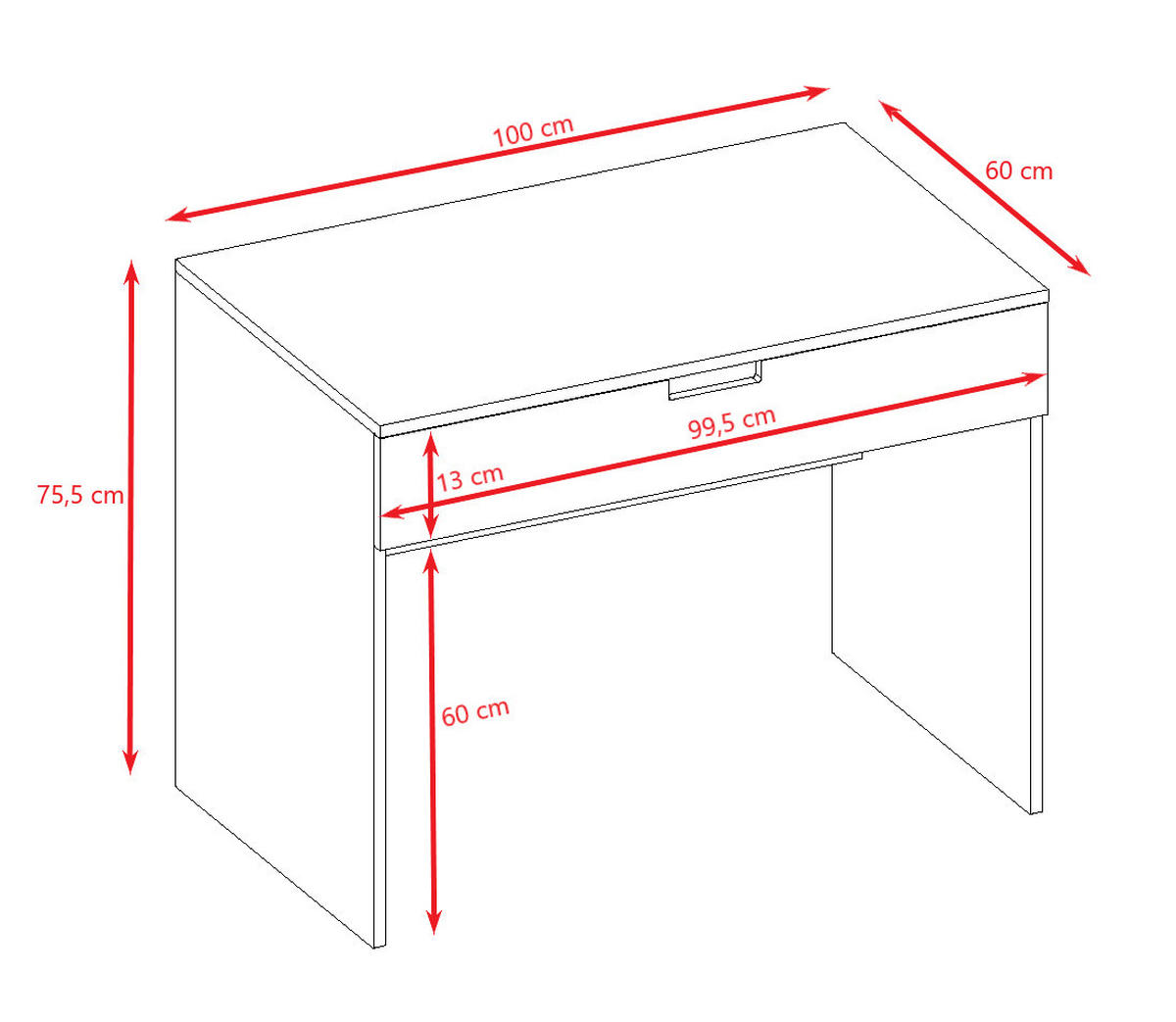 KINDERSCHREIBTISCH TOMI Weiß 100/75/60 - Weiß, Holzwerkstoff (100/75/60cm) - RAUMHIRSCH FURNITURE