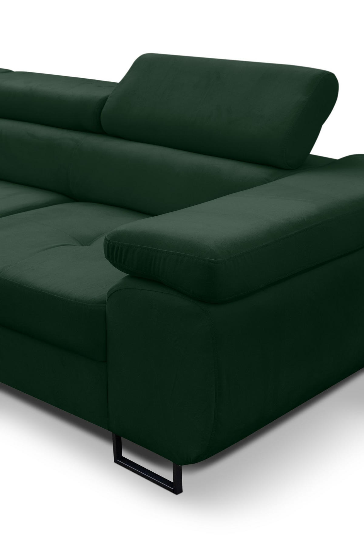 ECKSOFA Jerry in L-Form mit Schlaffunktion und Bettkasten, Farbe: Grün, Veloursstoff, Ottomane Links - Grün, Textil (202/275cm) - VENASI MÖBEL