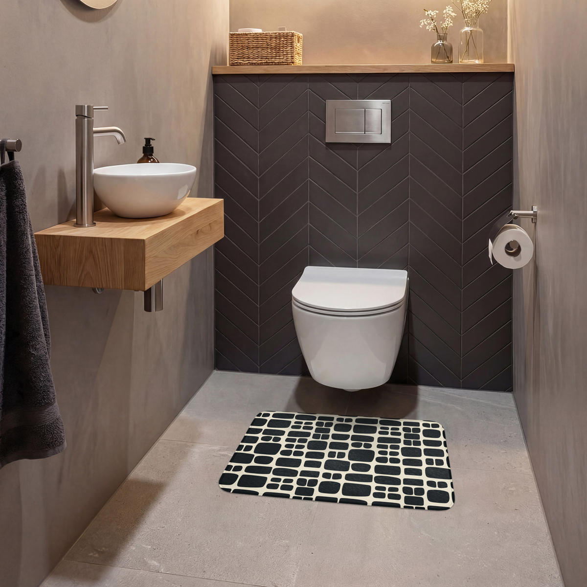 WC PŘEDLOŽKA Moderní - organické - černé 60x40 cm - antracitová, textil/plast (60/1cm) - OnlyWow