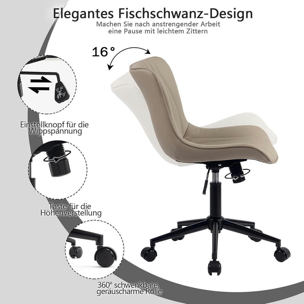 BÜROSTUHL Ergonomisch Khaki - Olivgrün, Kunststoff (60/78.5/42.4cm)