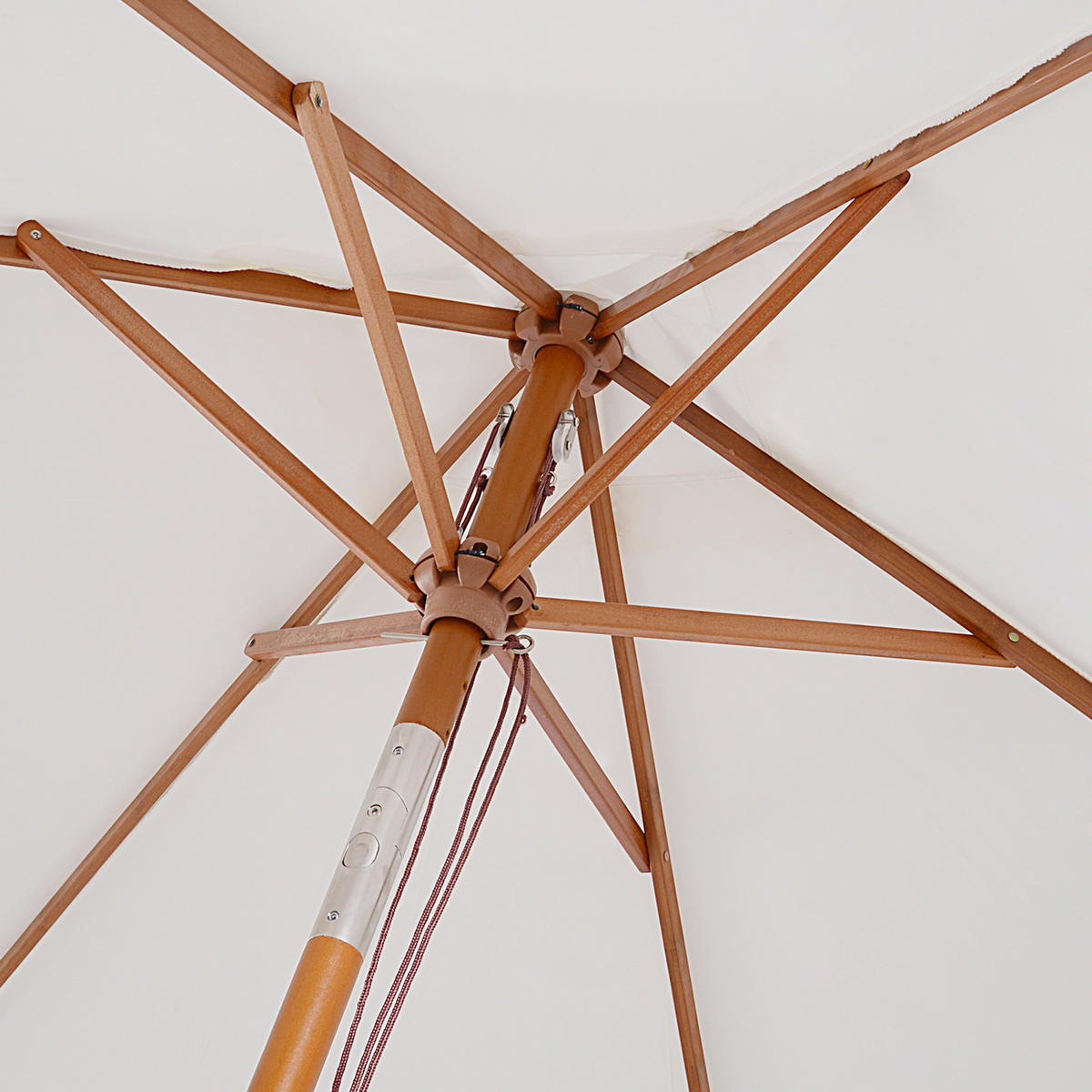 SONNENSCHIRM, Tannenholz, Bambus, Creme - Creme, Holz/Naturmaterialen (150/200cm) - Outsunny