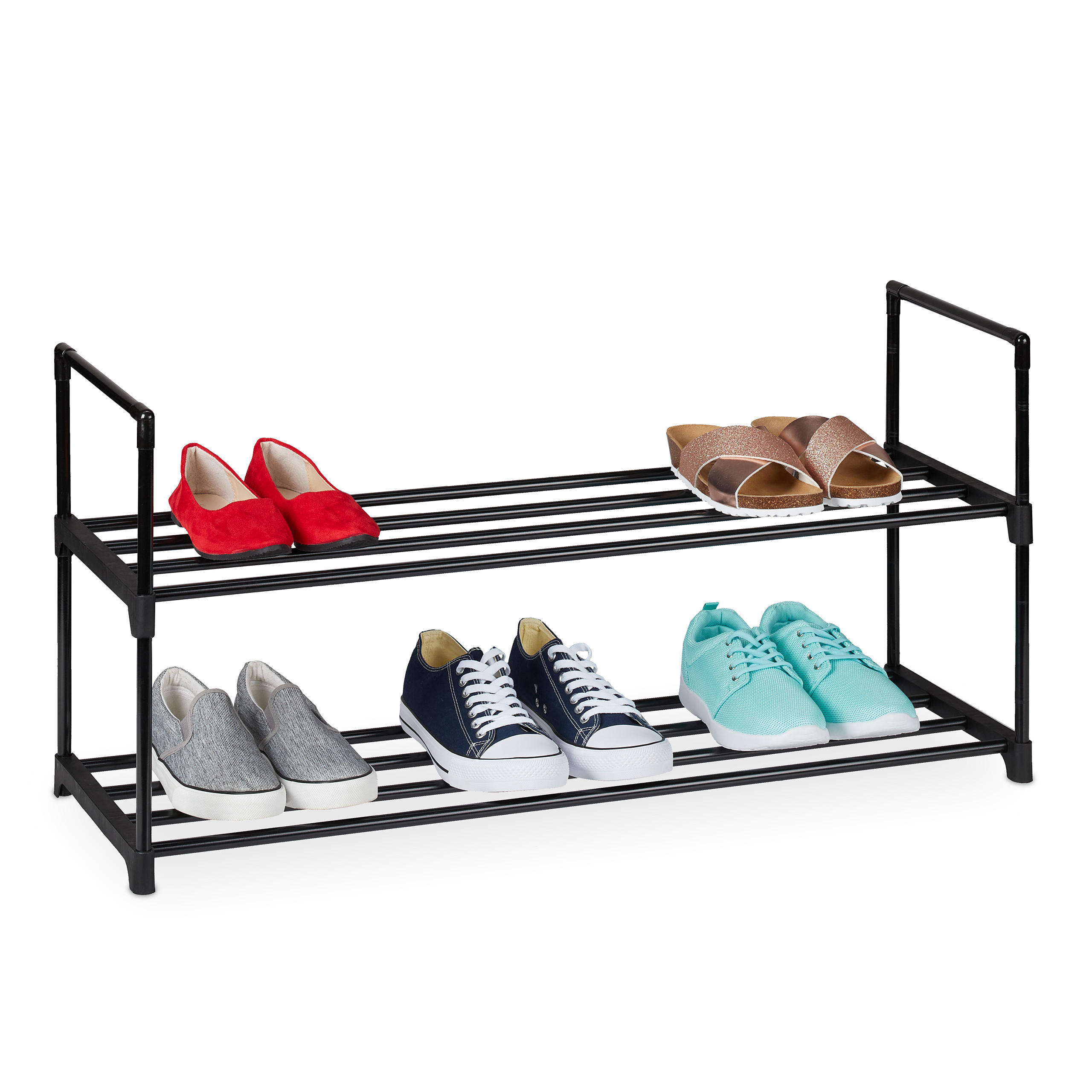 SCHUHREGAL - Schwarz, Kunststoff/Metall (90.5/45/30.5cm) - Relaxdays