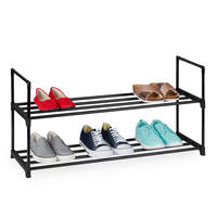 SCHUHREGAL - Schwarz, Kunststoff/Metall (90.5/45/30.5cm) - Relaxdays