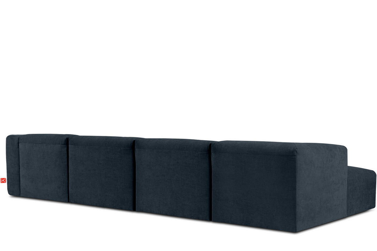 ECKMODULSOFA-LINKS BUFFO 6-Sitzer mit extrem weicher Sitzfläche, Gewebestoff, dunkelblau - Dunkelblau, Textil (377/180cm) - KONSIMO®
