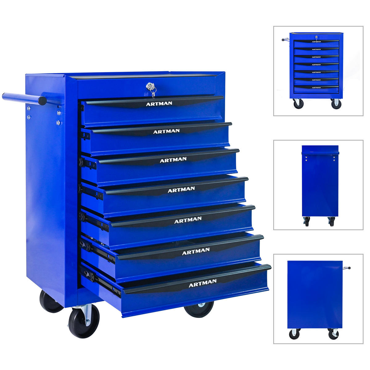 KOMBINATIONSKOFFER – 7 Schubladen, 508 mm (20 Zoll), mit 7 Schubladen, Farbgebung in Schwarz und Blau. - Multicolor, Metall (33/77.5/60cm) - DCA