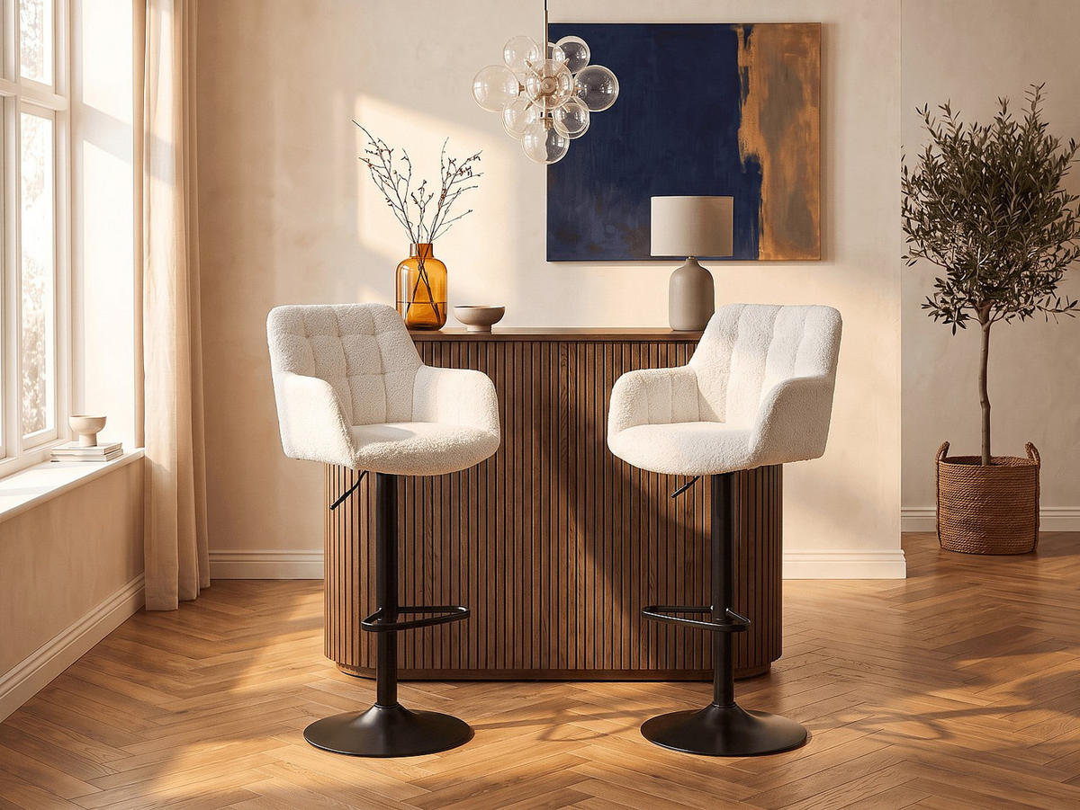 BARHOCKER - 50 cm x 49 cm - stoff - weiß Pega - Weiß, Textil (50/113/49cm) - Vente-Unique