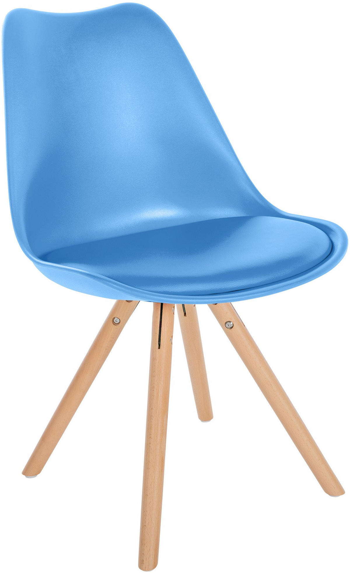 STUHL Kunststoff hellblau - Eukalyptusholzfarben/Hellblau, Holz/Kunststoff (48/81/54cm) - CLP