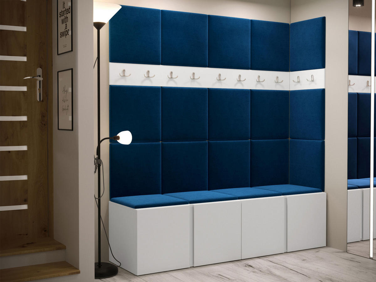 GARDEROBEN-SET Orion II - Blau/Weiß, Holzwerkstoff/Kunststoff (168/186/46cm) - MIRJAN24