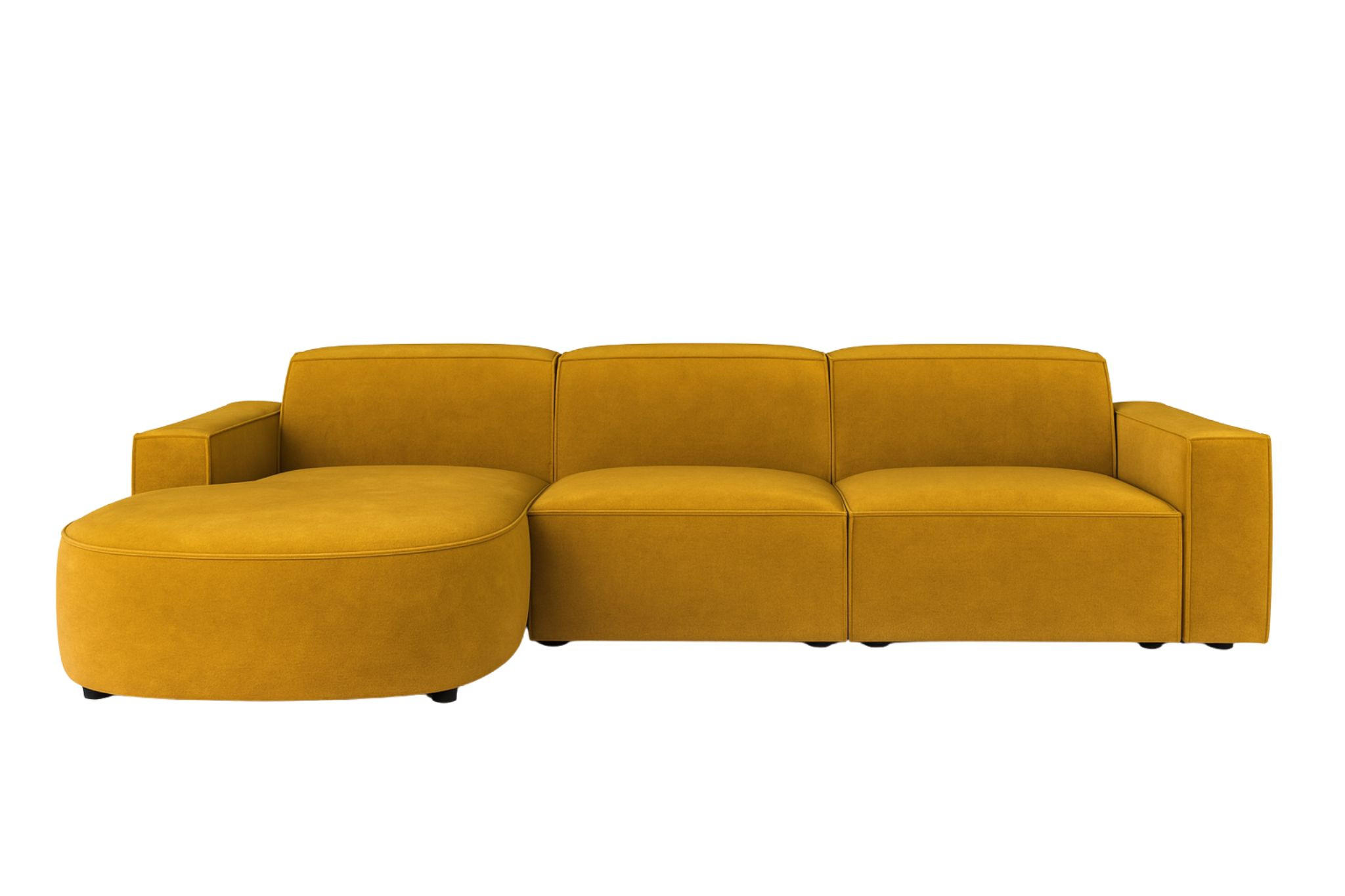 ECKSOFA Cursal Round L-Form, Stoff Salvador, Gelb, Links - Gelb, Holz (284/166cm) - Kaiser Möbel