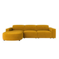ECKSOFA Cursal Round L-Form, Stoff Salvador, Gelb, Links - Gelb, Holz (284/166cm) - Kaiser Möbel