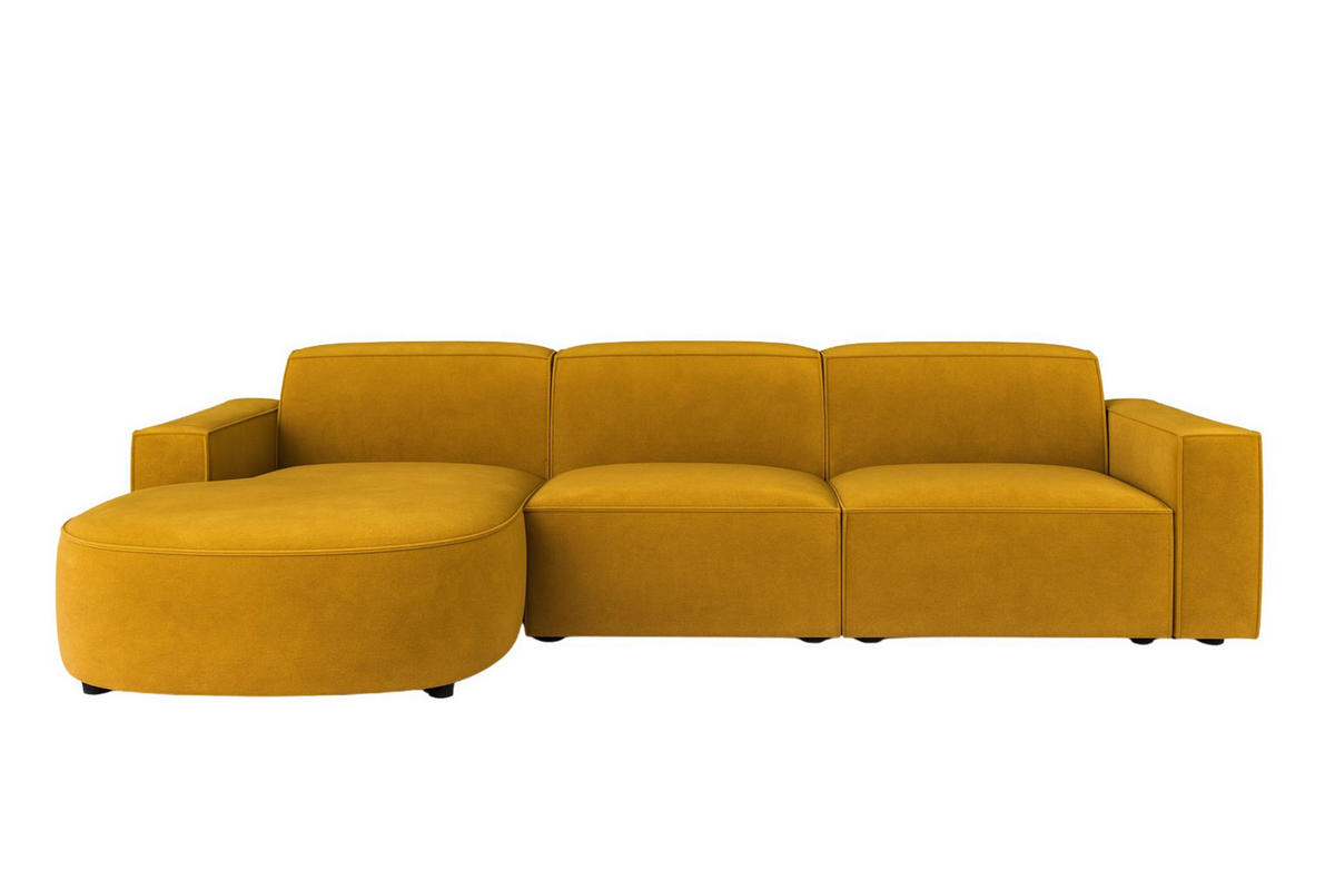 ECKSOFA Cursal Round L-Form, Stoff Salvador, Gelb, Links - Gelb, Holz (284/166cm) - Kaiser Möbel