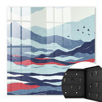 SCHLÜSSELBOX Schwarz 30x30 cm- Türöffnung nach rechts - Blaue Wellen - Blau, Metall (30/30/5cm) - TULUP