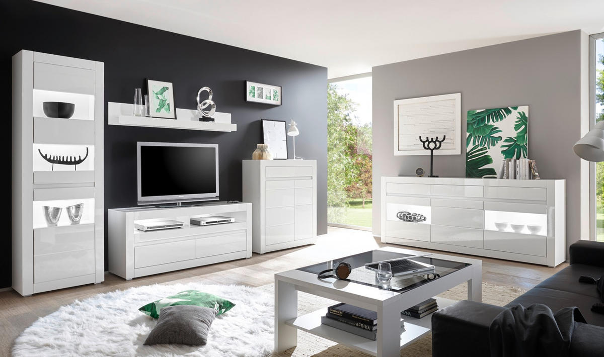 KOMMODE Hochglanz weiß, Highboard 100 x 112 cm mit Soft-Close - Weiß Hochglanz/Weiß, Holzwerkstoff/Kunststoff (100/112/35cm) - Furn.Design
