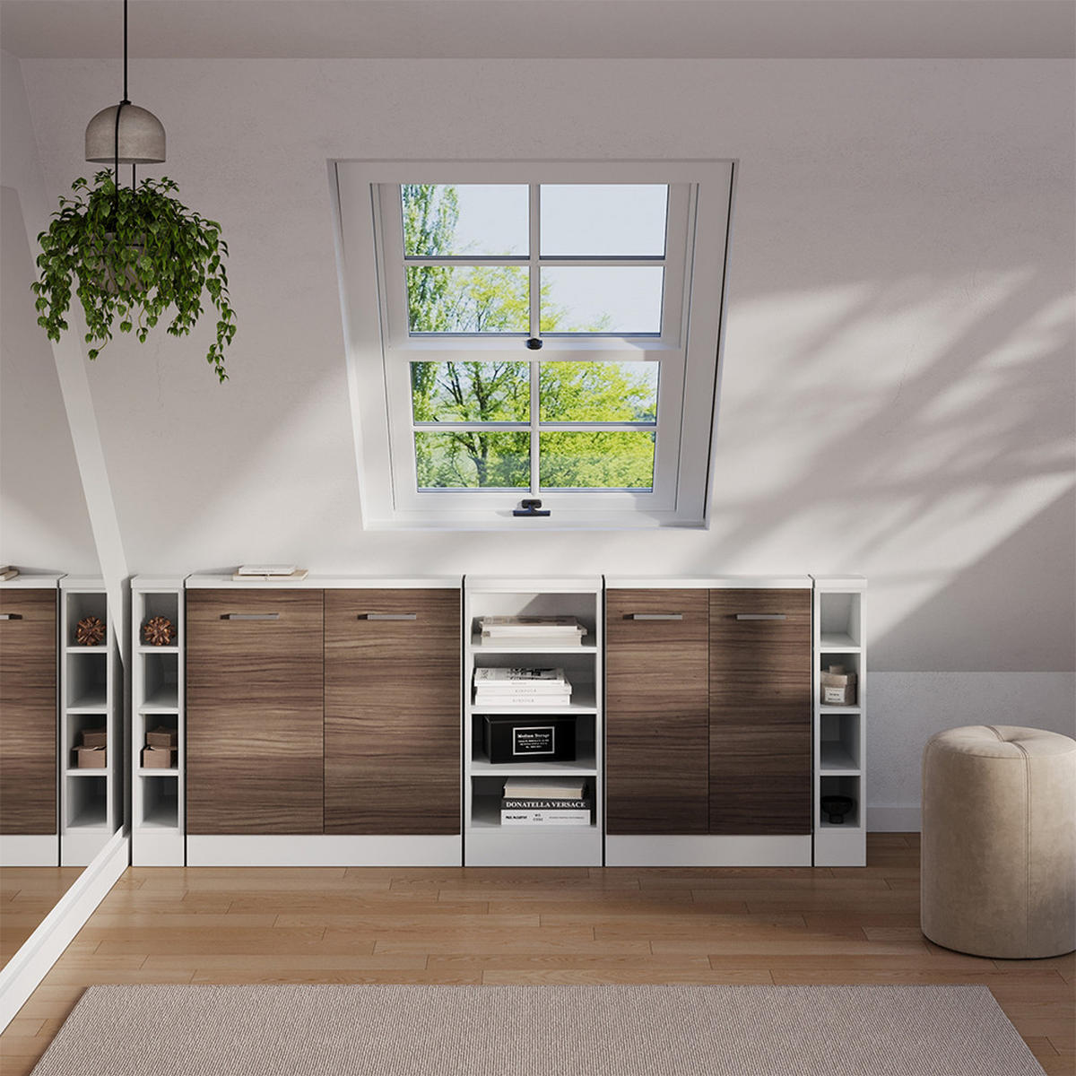 DACHSCHRÄGENSCHRANK-SET Rion Edelgrau 5er Set - Grau, Holzwerkstoff (210/81.6/46cm) - Vicco