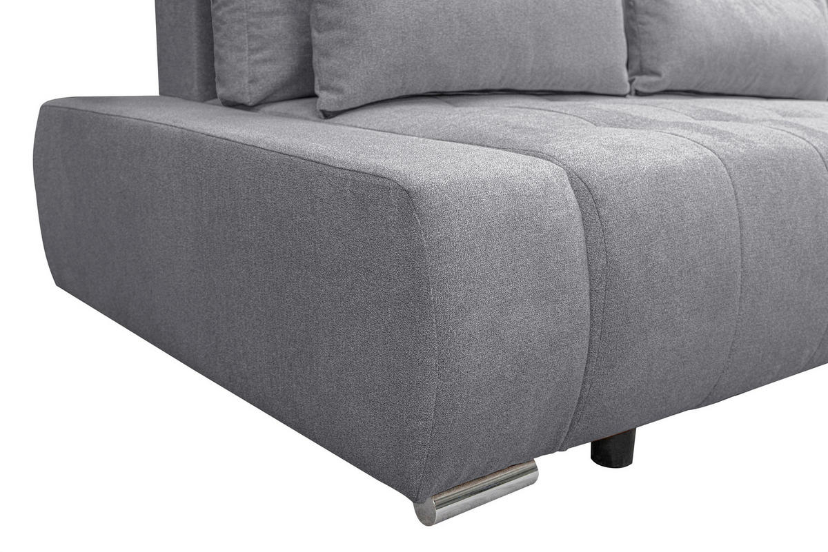 ECKSOFA Bloom mit Bettkasten und Schlaffunktion L-Form - Grau, Textil (267/185cm)