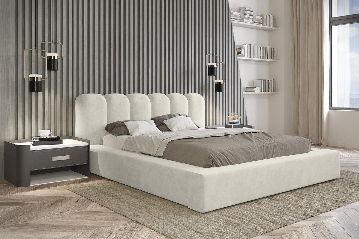POLSTERBETT schenilen Struktur Ranera 160x200 cm, Creme - Creme, Textil (160/200cm) - Fedve