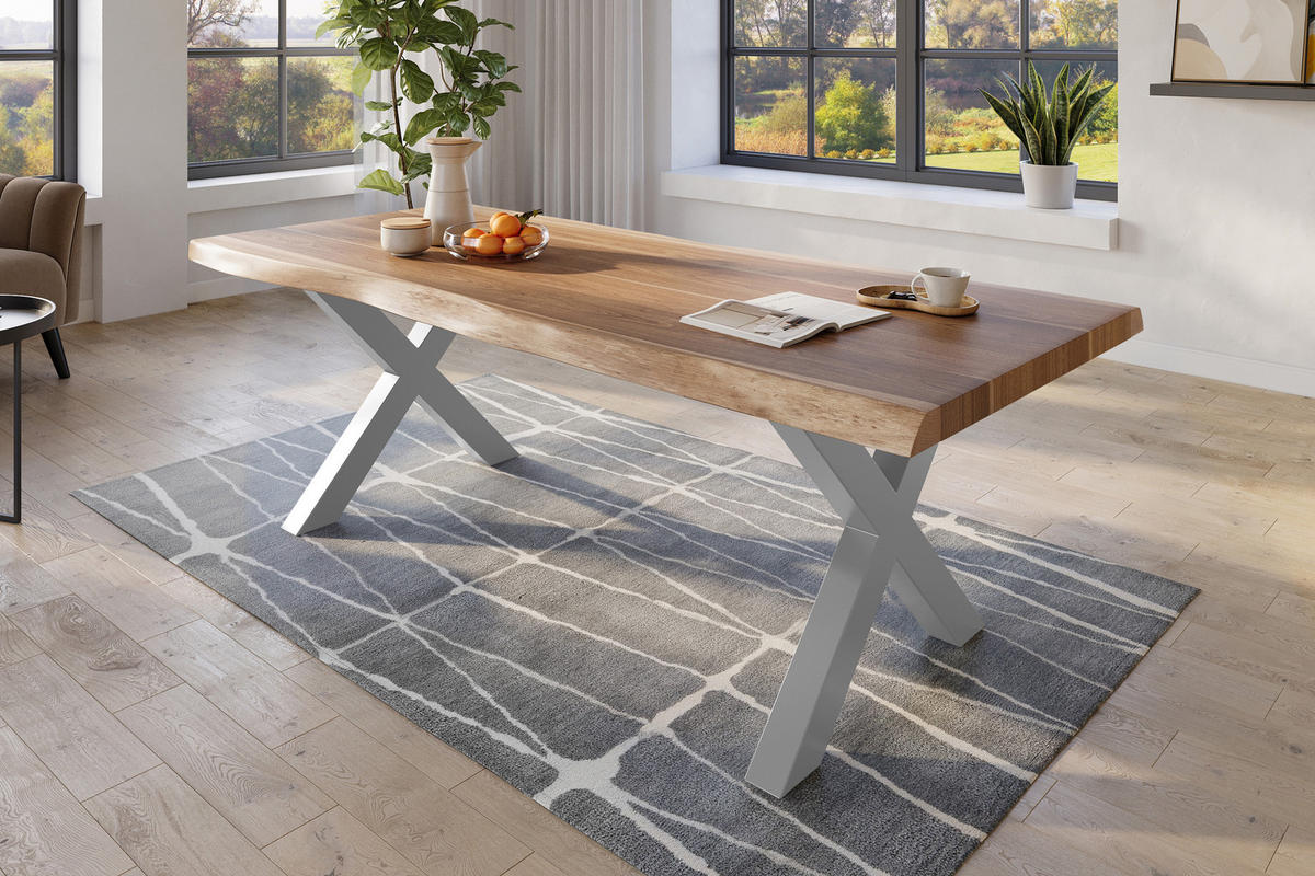 ESSTISCH TITAN - Beige/Silberfarben, Holz (110/240/79cm) - SAM