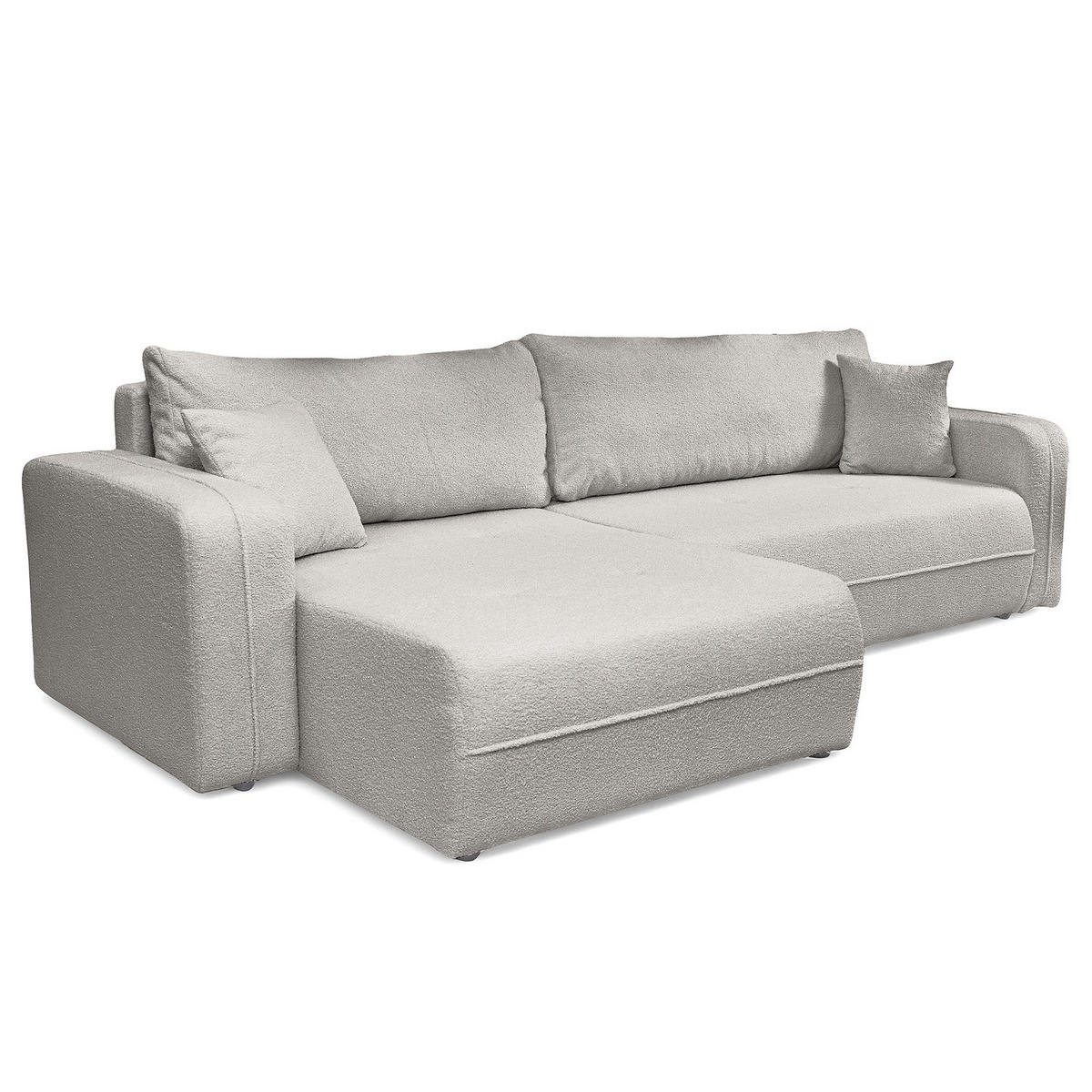 ECKSOFA mit Schlaffunktion - 272 cm - Hellgrau/Schwarz, Kunststoff/Textil (272/145cm) - home24