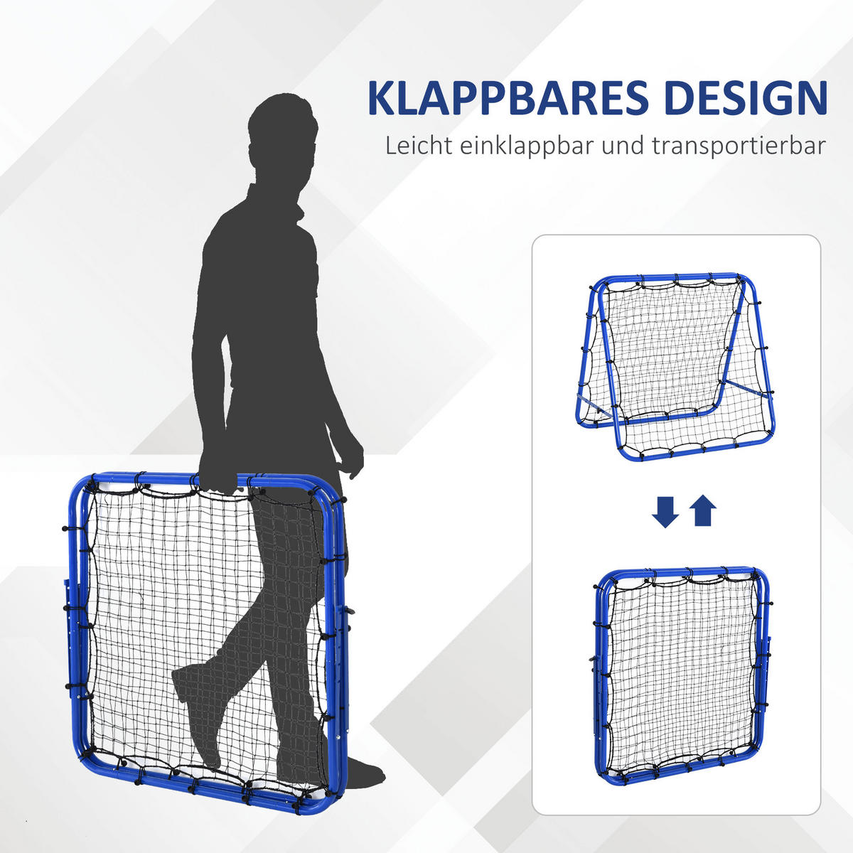 FUSSBALL REBOUNDER, PE, Blau, 100 x 95 x 90 cm - Blau, Kunststoff (95/100cm) - HOMCOM
