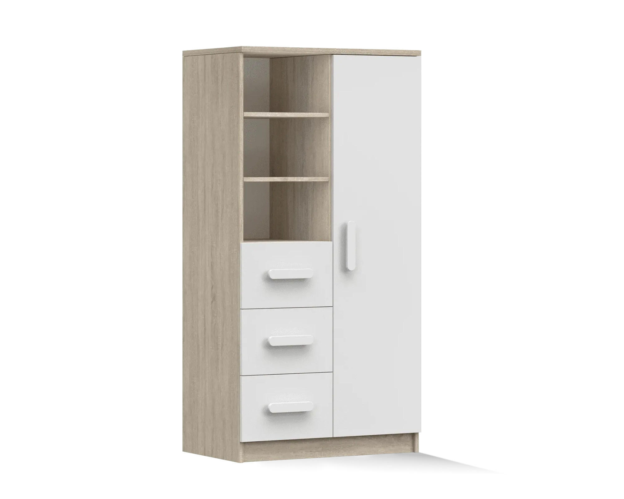 KINDERREGAL INGE 05 80/159/40 cm Weiß+Sonoma/Weiß - Weiß/Grau, Holzwerkstoff (80/159/40cm) - Deine Möbel 24