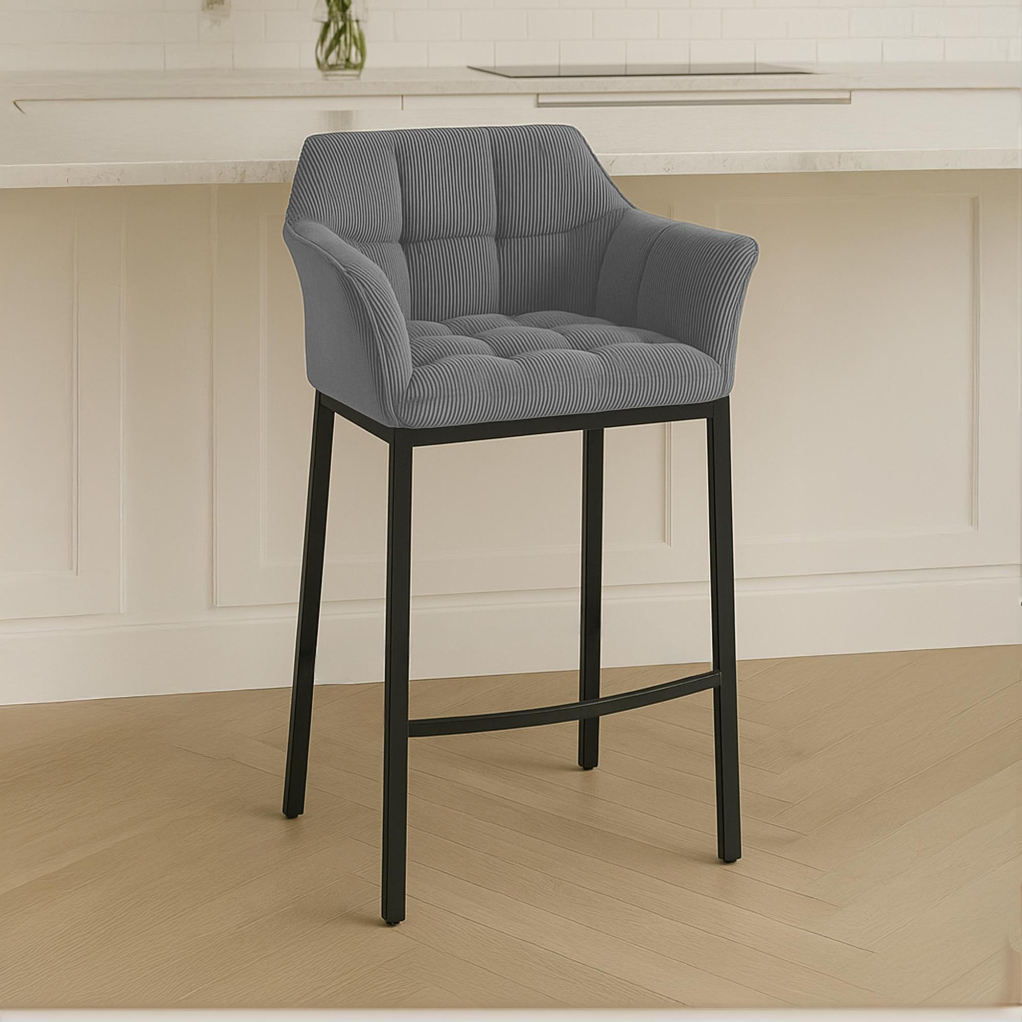 BARHOCKER Metall Grau - Schwarz/Grau, Metall (64/110/48cm) - CLP