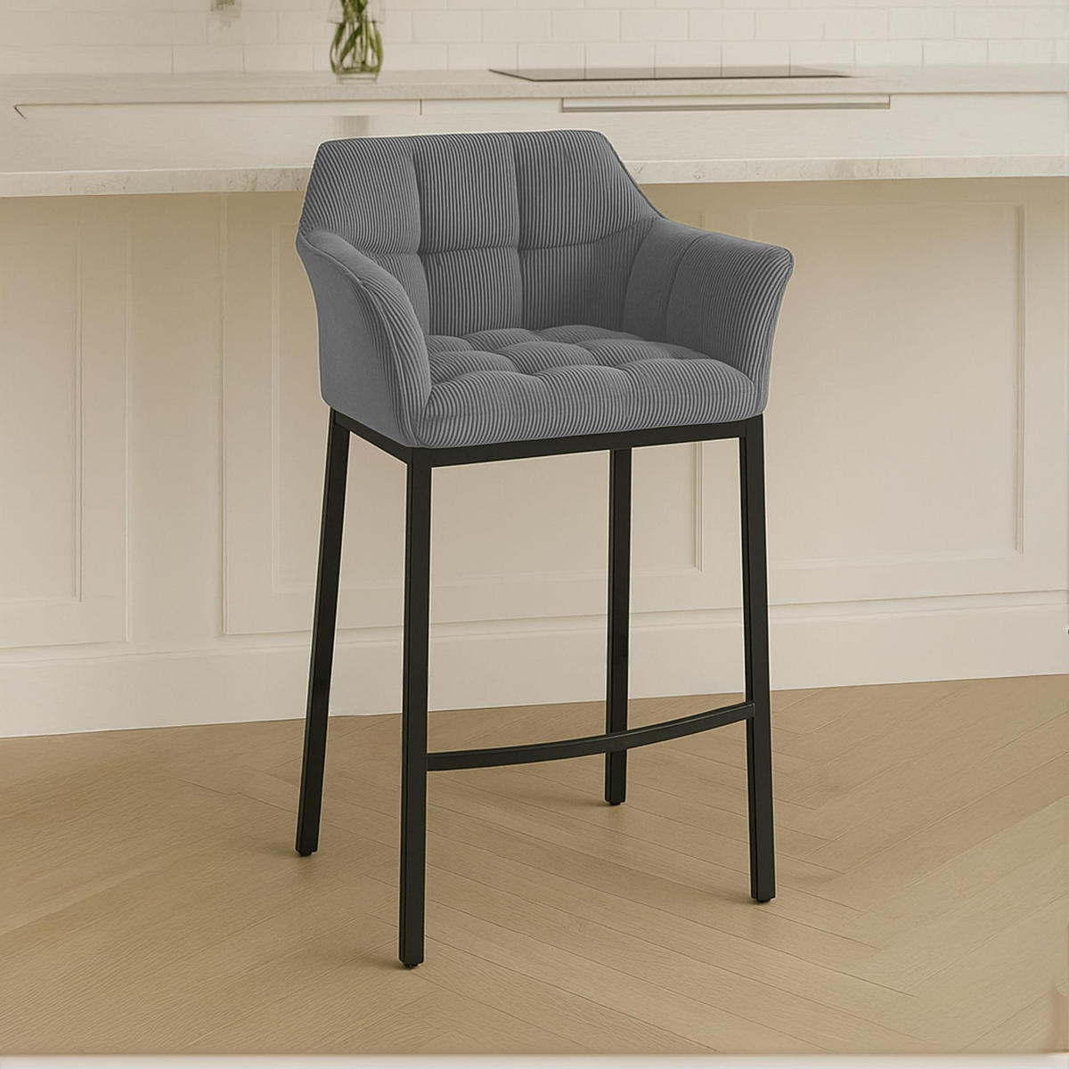 BARHOCKER Metall Grau - Schwarz/Grau, Metall (64/110/48cm) - CLP