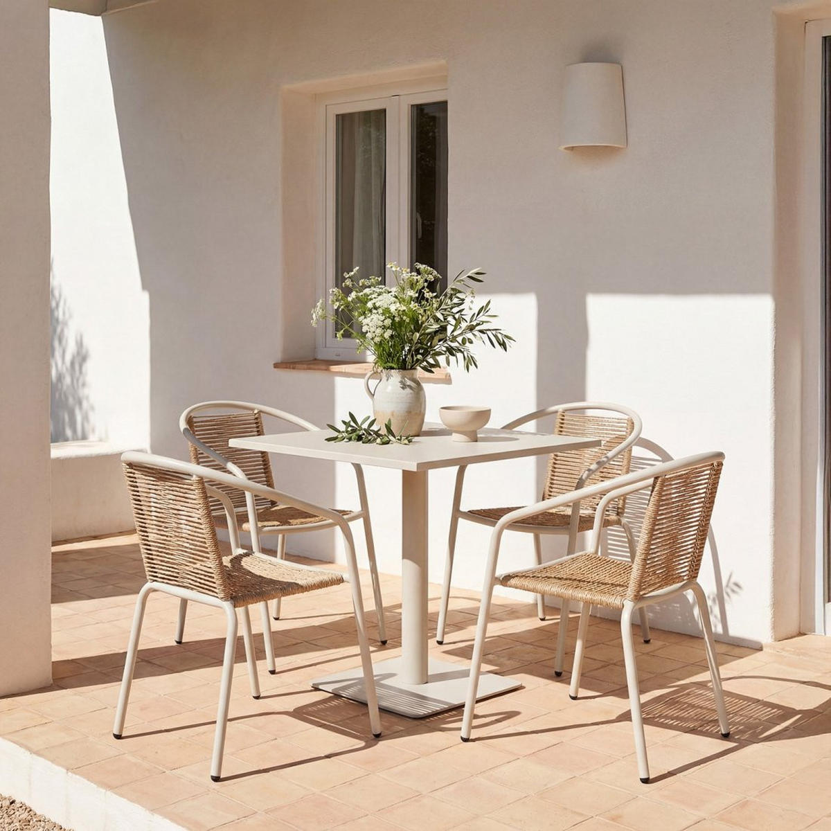 STUHL FÜR DRAUSSEN Sakda Beige 52 cm x 74 cm - Beige, Metall (52/74/66cm) - Klast Home