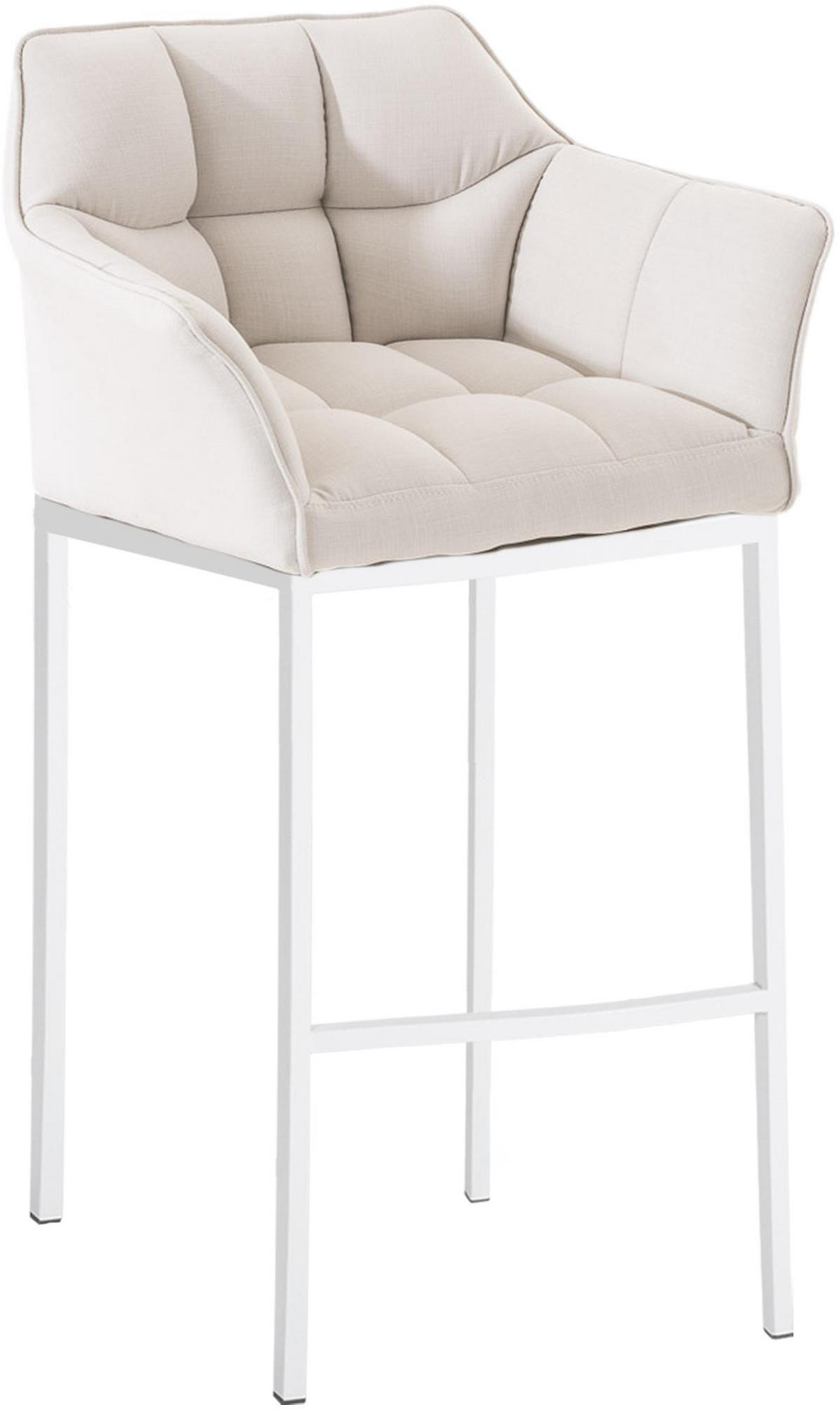 BARHOCKER Stoff Weiß - Weiß, Textil/Metall (64/110/48cm) - CLP