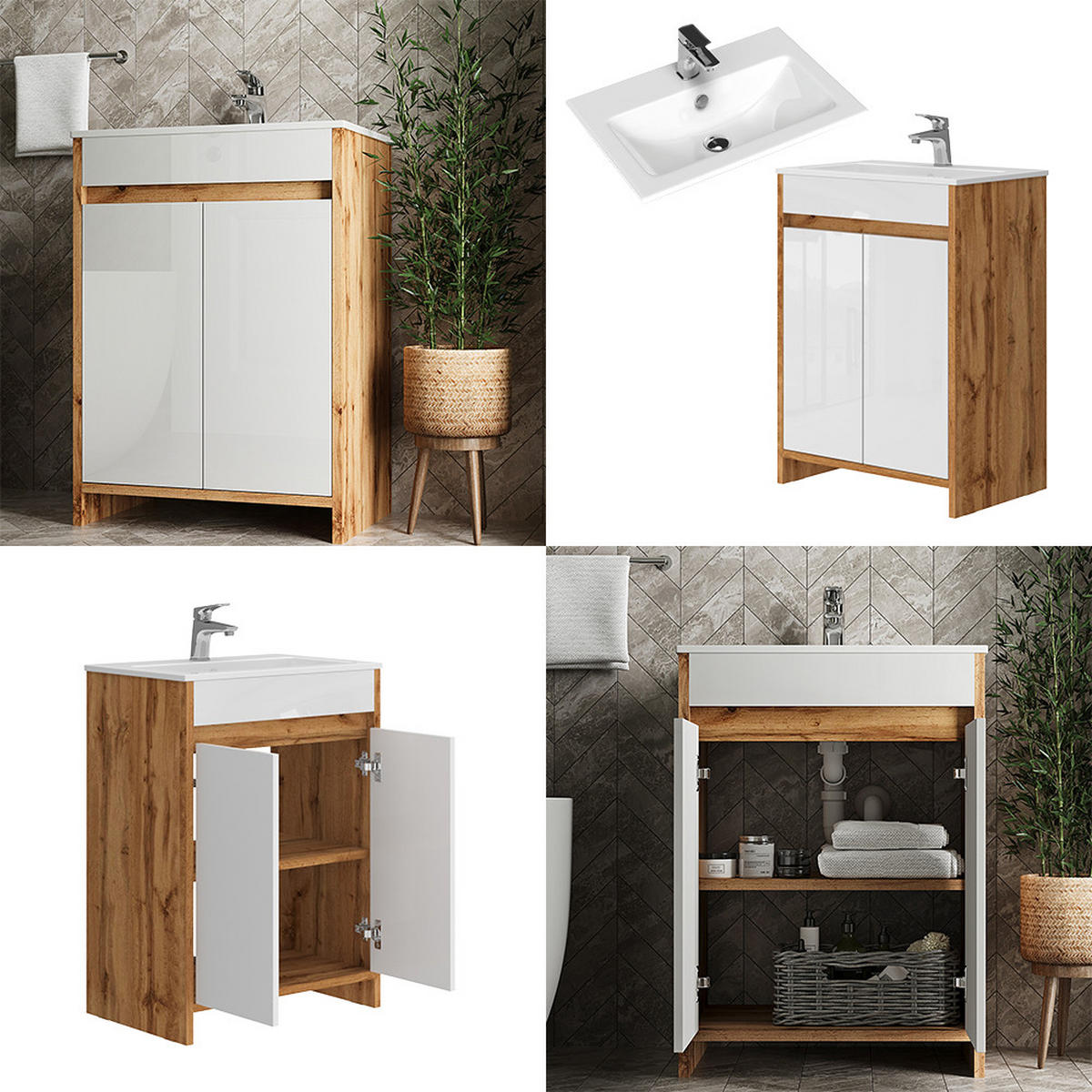 VANITY UNIT Lemgo Zlatý mocný dub - medově dubová, kompozitní dřevo (59.6/81.9/40cm) - Vicco