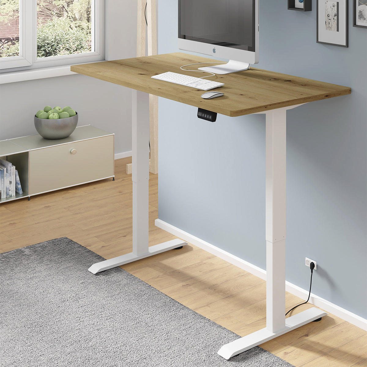 SCHREIBTISCH Ergo Holz und Weiß - Weiß/Braun, Holzwerkstoff (70/140/73cm) - Petits-meubles