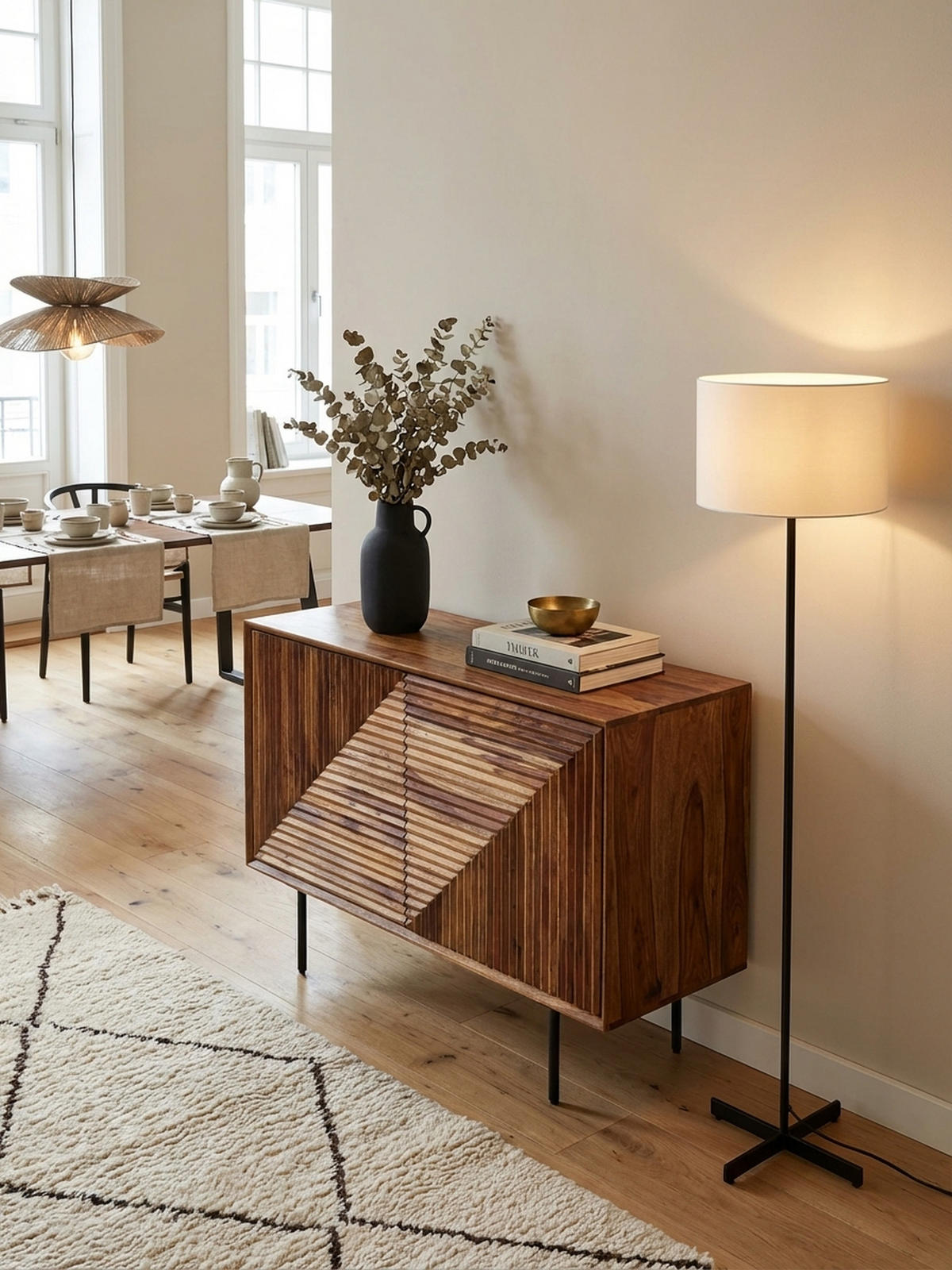 SIDEBOARD – "Harmony", Massivholz mit Metalldetails, viel Stauraum - Schwarz/Braun, Holz/Metall (100/71/40cm) - KADIMA DESIGN