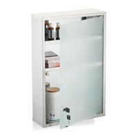 MEDIZINSCHRANK - Silberfarben, Glas/Metall (38/58/13cm) - Relaxdays