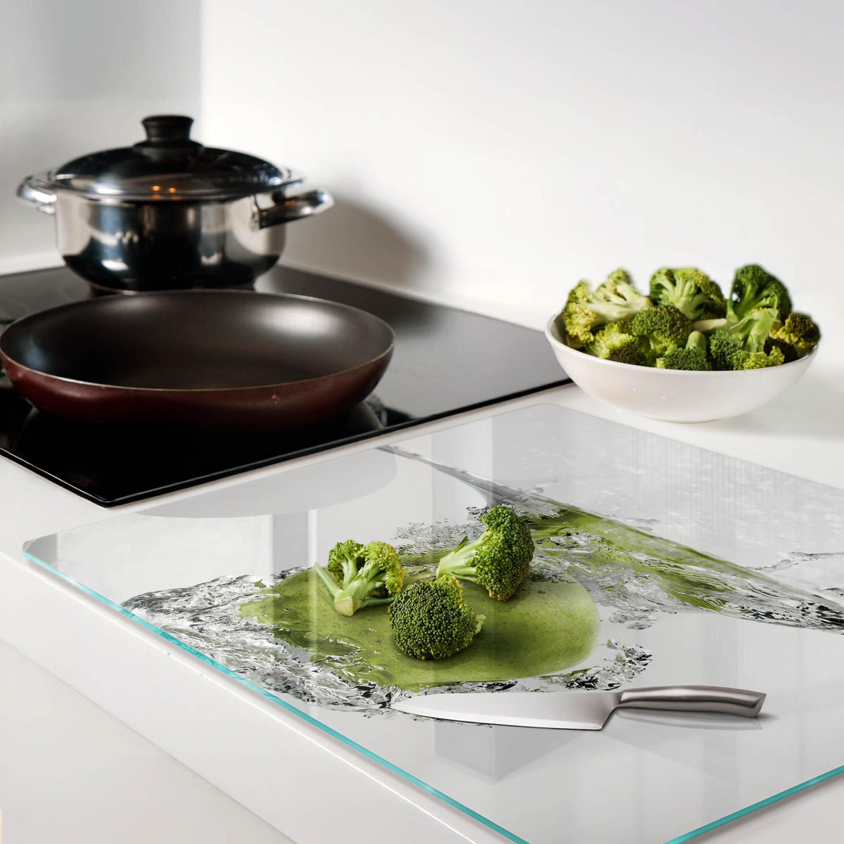 GLASPLATTE 60x52 cm Apfel unter Wasser - Grün, Glas (60/0.4/52cm) - TULUP