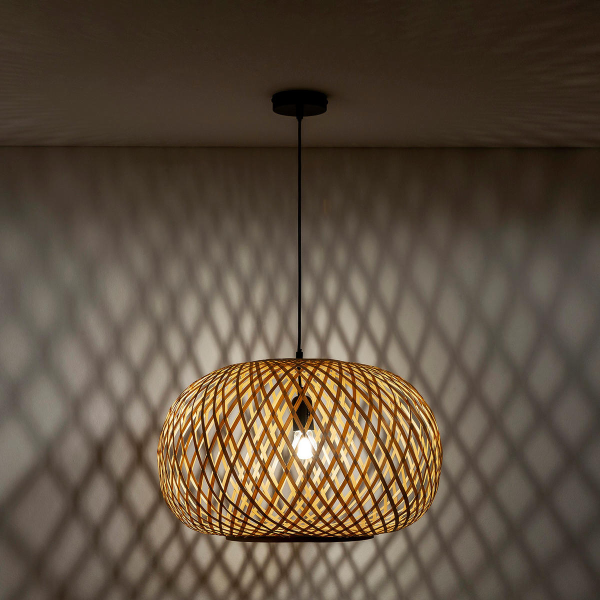 HÄNGELEUCHTE﻿ 50/50/120 Nara - Beige, Naturmaterialien (50/50/120cm) - VS Venta-stock